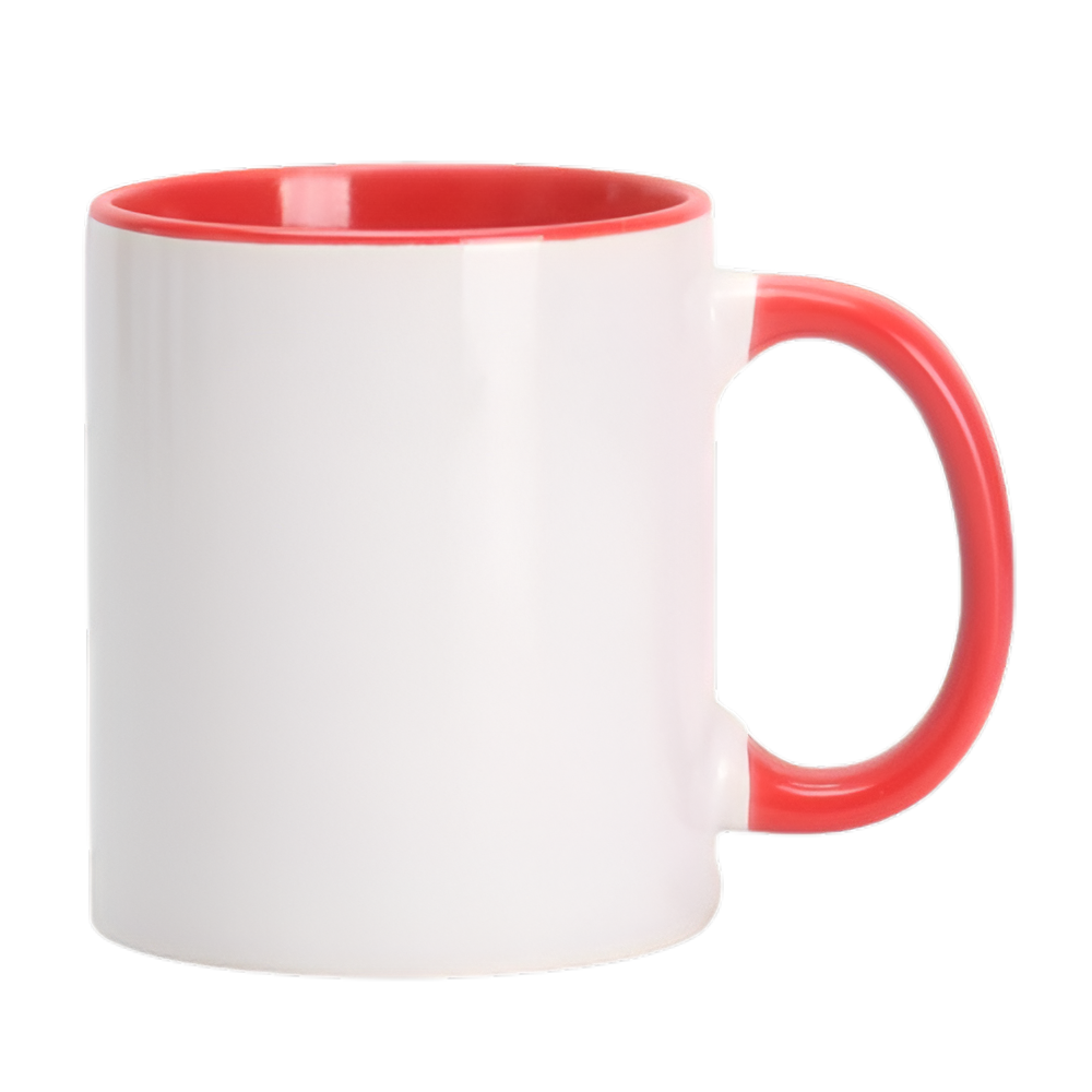 Taza de Cerámica para Sublimar Bicolor 11 oz (Fondo y Asa Roja) McKAKO