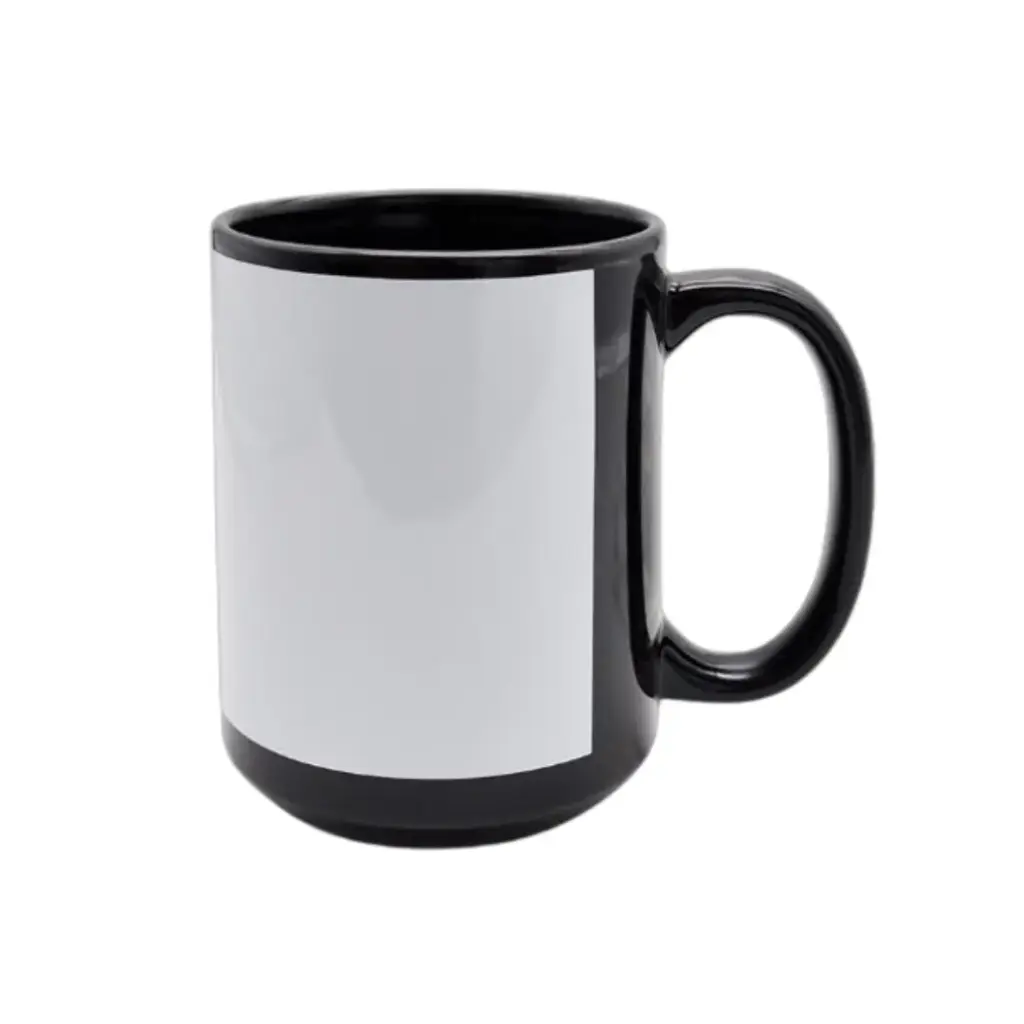 Taza de Cerámica Negra con Ventana Blanca para Sublimar (15 oz) - Calidad Premium
