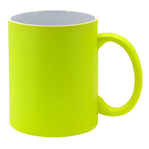 Taza Color Neón de Cerámica (11 oz), Amarilla