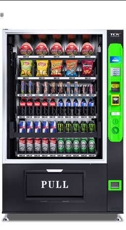 Máquina expendedora MK VEN 002 H5, mitad snacks y mitad bebidas congeladas con elevador.