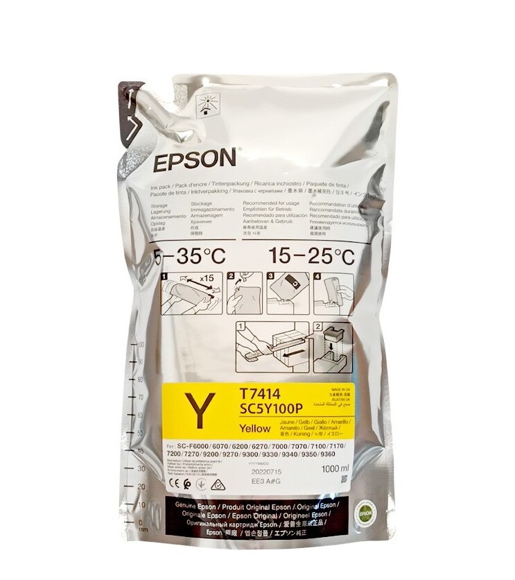 Tinta de Sublimación Epson F-Series Amarilla 1L (T7414)