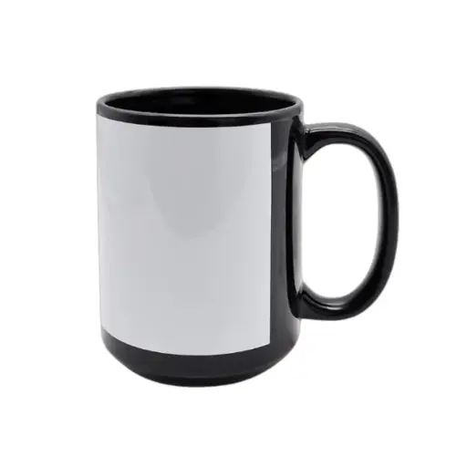 [SFS-MG04-K] Taza de Cerámica Negra con Ventana Blanca para Sublimar (11 oz) - Calidad Premium