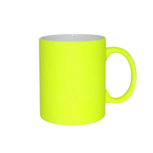 [SFS-MG78-Y] Taza de Cerámica Amarillo Neón (11 oz) para Sublimación - Acabado Mate Fluorescente