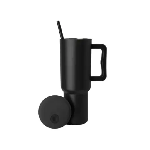 [1000620] Vaso Térmico Ecológico de 40 oz con Asa y Pajilla - Acero Inoxidable
